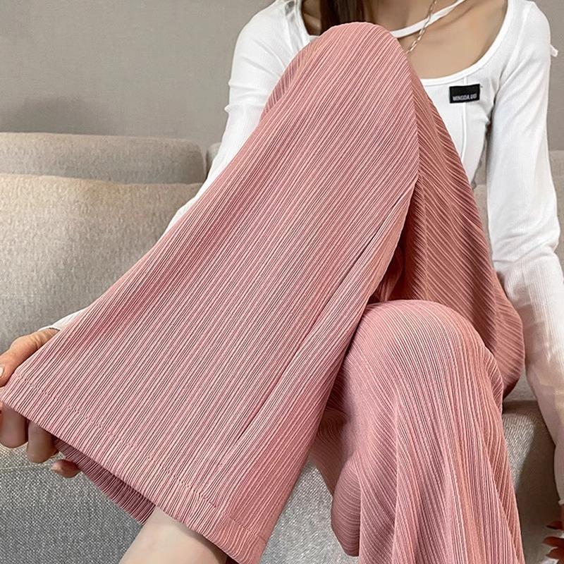 胖mm大码高腰雪尼尔垂感阔腿裤女