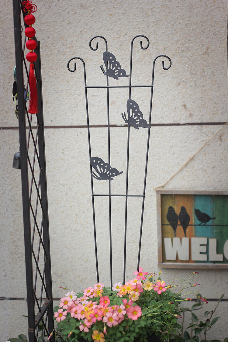 出口日本铁艺蝴蝶架铁线莲月季爬藤花架园艺杂货庭院装饰花架包邮