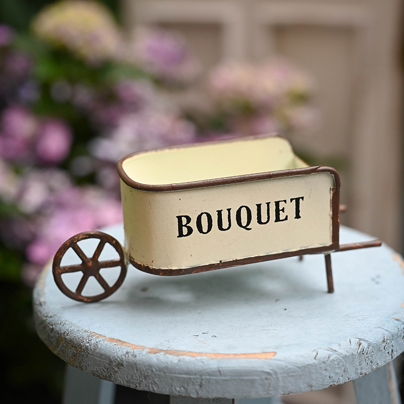 铁艺法式复古小推车摆件