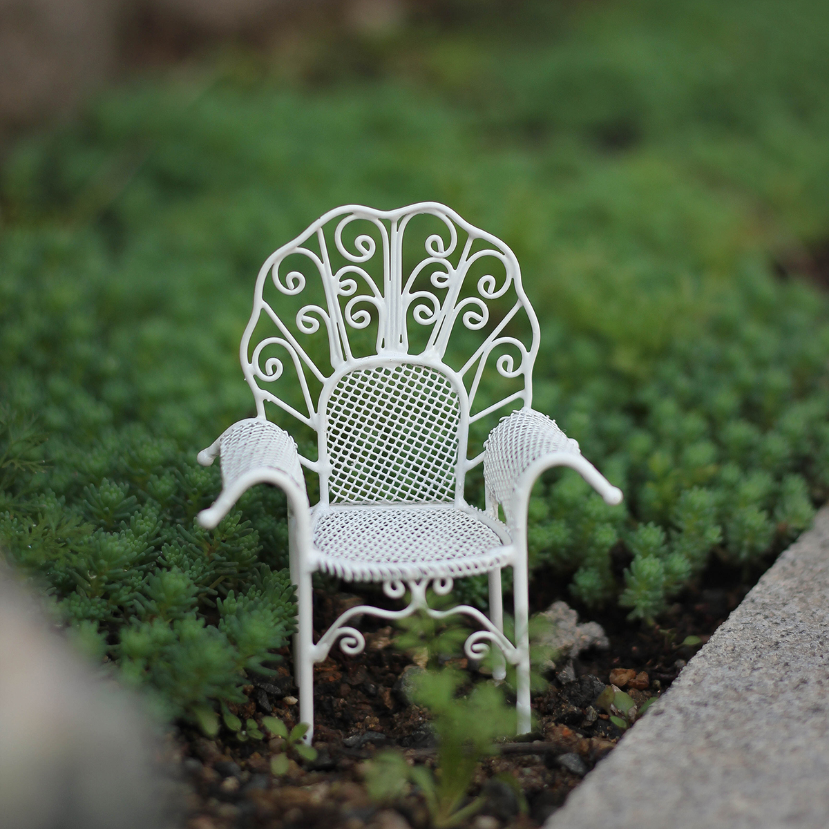 外贸出口欧美铁艺迷你白色单人扶手椅Zakka杂货微景观摆件装饰品