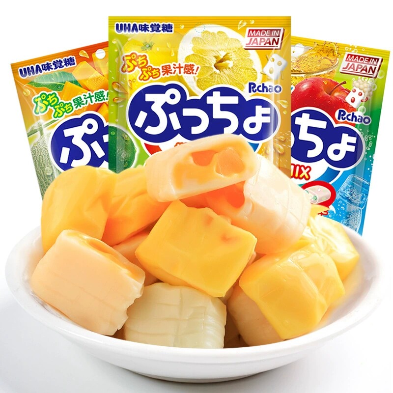 日本进口 UHA/悠哈味觉糖 普超碳酸味什锦软糖90g水果味夹心糖果