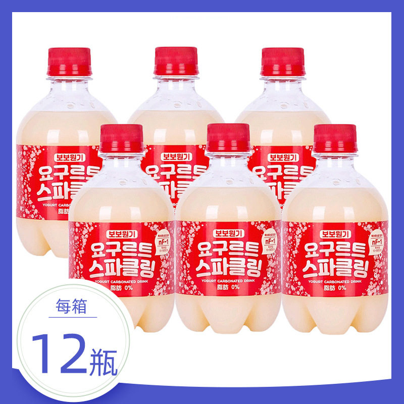 韩国进口  啵啵元气乳酸菌碳酸饮料 气泡水汽水饮品380ml*24瓶