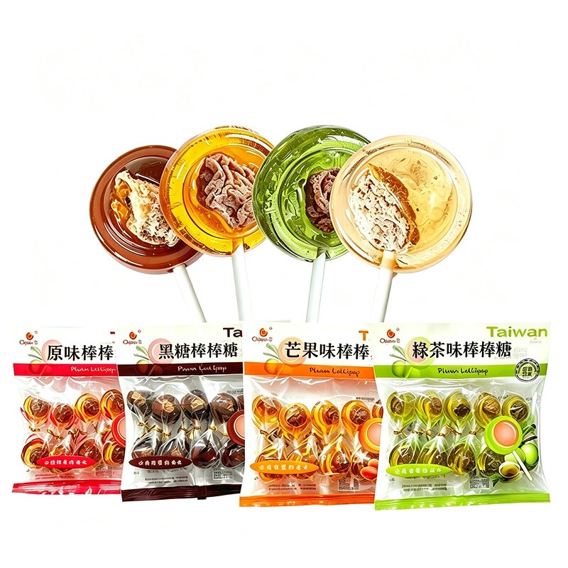 台湾Chiao-E巧益棒棒糖话梅夹心黑糖麦芽糖芒果味140g休闲零食品