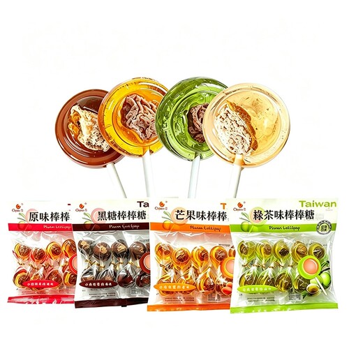 台湾Chiao-E巧益棒棒糖话梅夹心黑糖麦芽糖芒果味140g休闲零食品