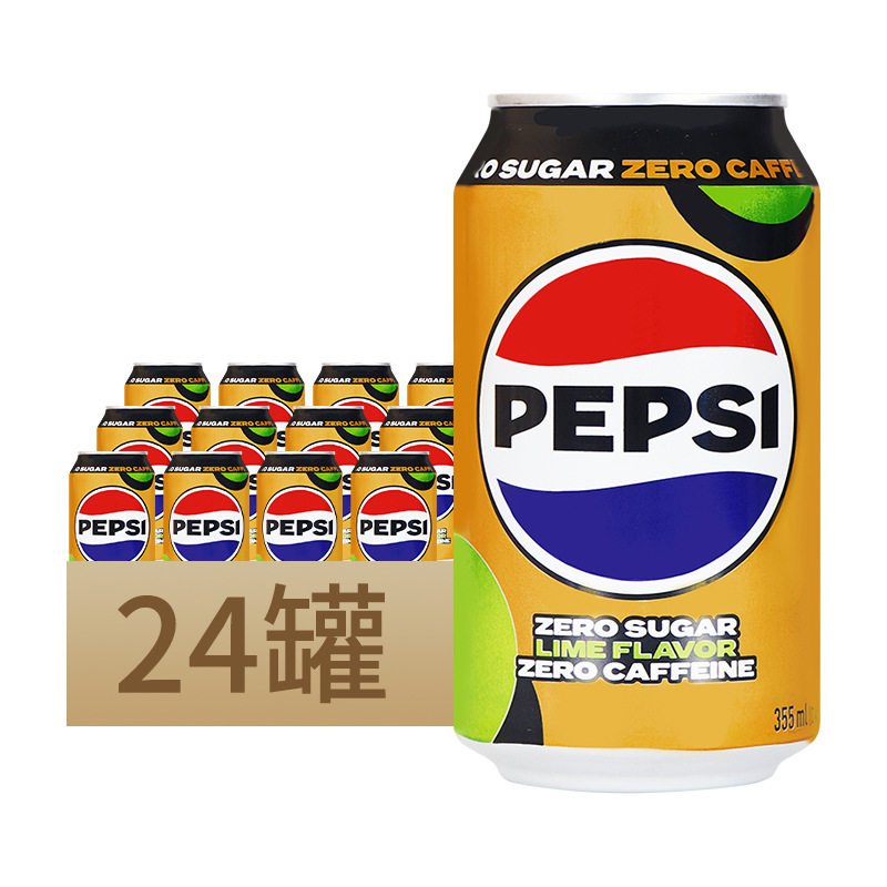 韩国原装进口百事无糖无咖啡因青柠味碳酸饮料355ml*24罐果味汽水