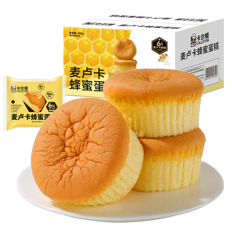 卡尔顿麦卢卡蜂蜜蛋糕400g早餐面包营养小吃糕点休闲零食品整箱