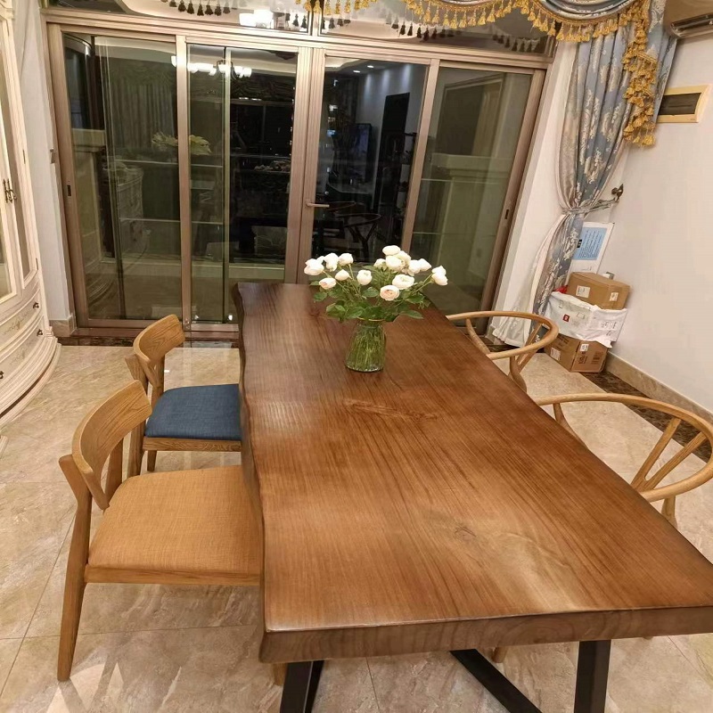 老榆木板厚实木板圆餐桌面吧台板原木板松木飘窗工作台定制大台面