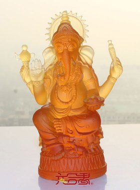 六合春琉璃象鼻财神供养镇宅佛像