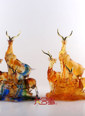 六合春琉璃三阳开泰装饰品包邮