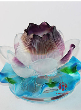 六合春琉璃烛台灯座风水镇宅佛具