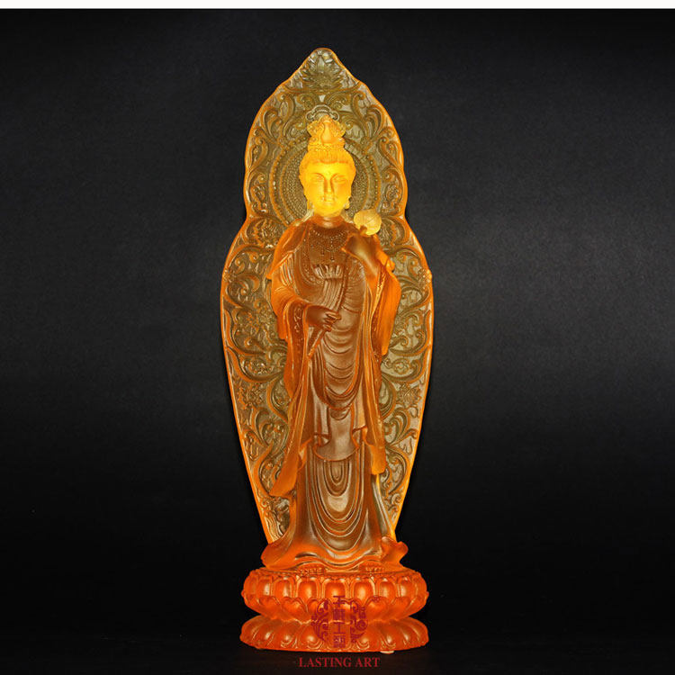 六合春 琉璃大势至菩萨药师佛如来西方三圣琉璃佛像风水饰品摆件