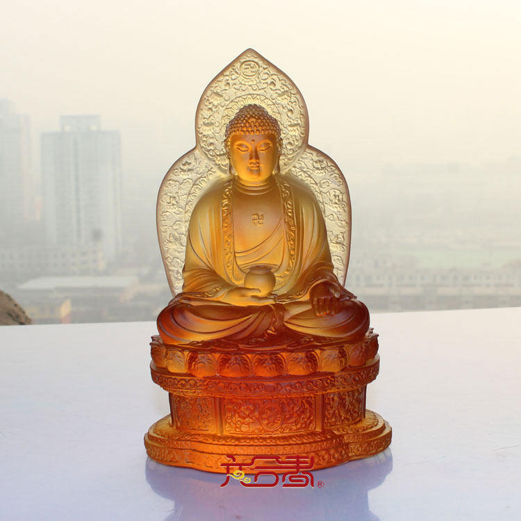 六合春 琉璃摆件南无药师佛像佛堂结缘保平安风水供奉镇宅玄关