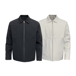 三防商鸟行政休闲夹克正肩翻领早秋上衣美式透气挺阔纯色外套男