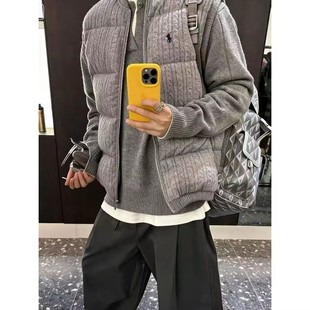 小马刺绣绞花针织马甲坎肩男2026春秋冬上衣抗寒保暖锁温加厚背心