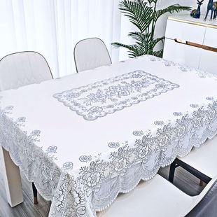 经典 PVC免洗长方形餐桌布防水防油防烫家用客厅欧式 烫银色