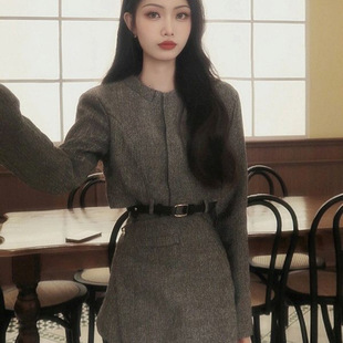 今年流行韩剧小香风套装裙秋冬女高级感小洋装冬装搭配一整套法式