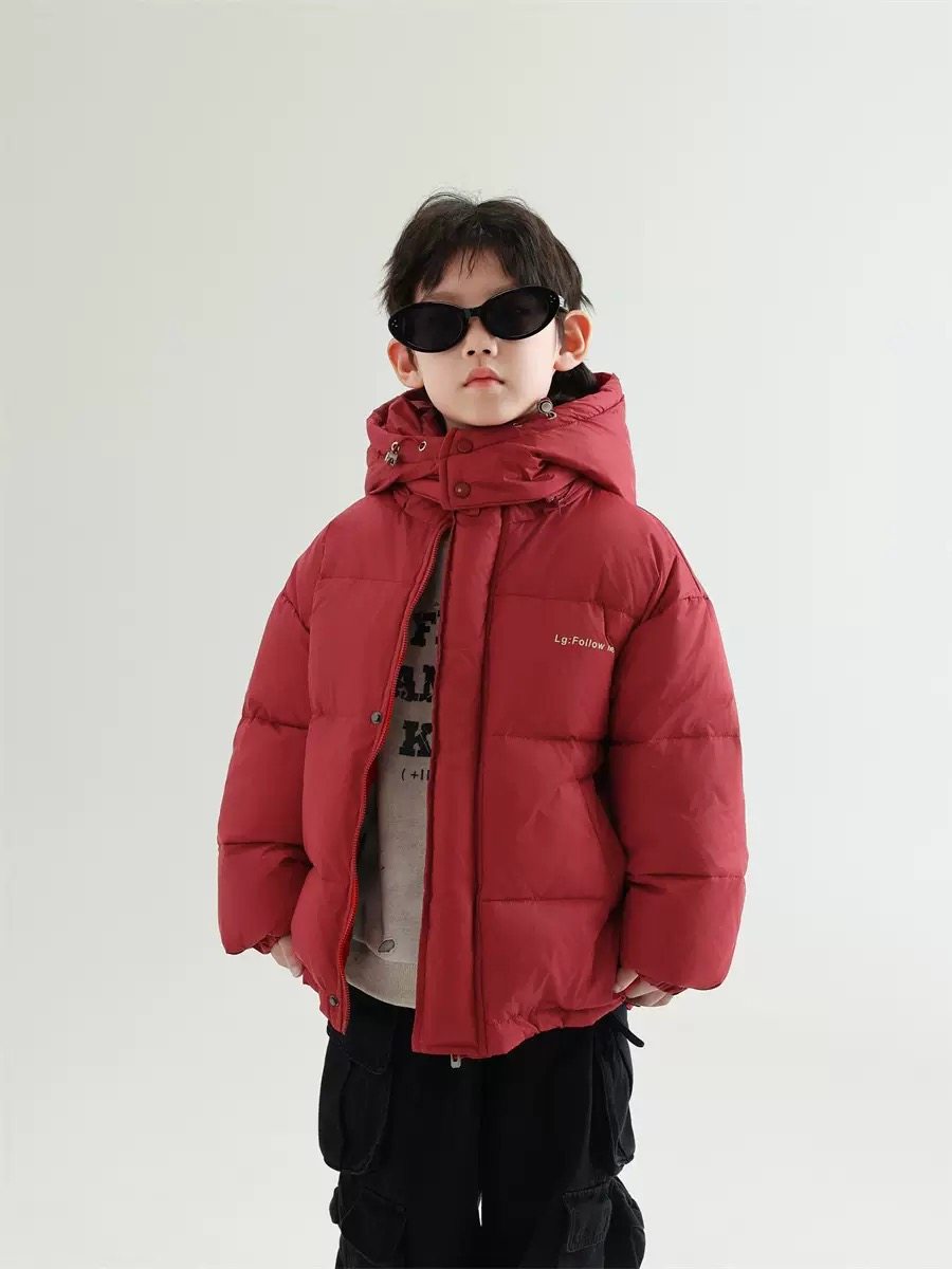 董晨晨冬季保暖白鸭绒外套滑雪服男童韩版童装2025新款面包羽绒服