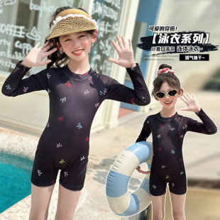 女孩套装 学生运动泳装 裙式 儿童泳衣女童连体中大童青少年2025新款