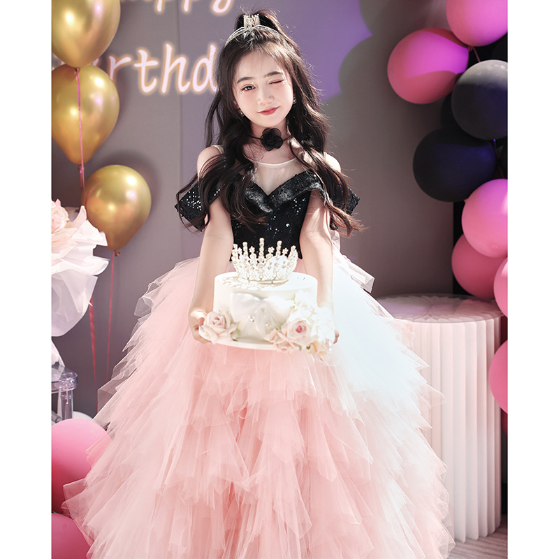 女童生日绝美日常可穿大童晚礼服儿童生日礼服女童公主裙高端洋气