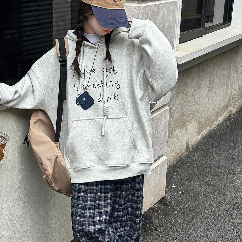 女童加绒卫衣冬装2025新款初中生加厚帽衫中大童一体绒冬季上