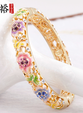 珍裕民族女景泰蓝古风手镯礼物