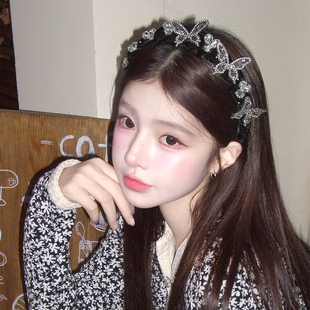 蝶与星辰立体水钻蝴蝶发箍高颅顶带齿发卡头箍新款高级感头饰发饰