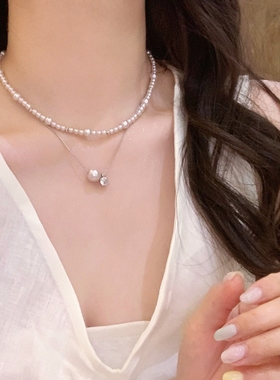 法式珍珠锆石项链女高级轻奢气质