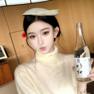 易梦玲同款 小众设计感发卡头饰气质宴会优雅帽 麻纱发夹小礼帽法式