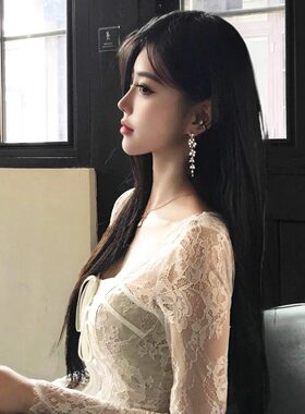 闪钻轻奢耳夹无耳洞女流苏耳环