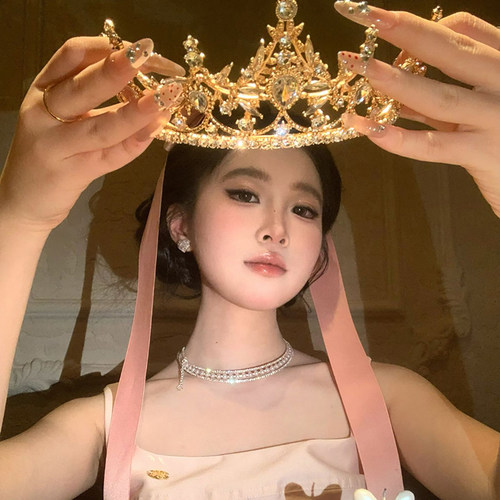 公主皇冠头饰高级生日成人礼加冕王冠拍照发箍高级感新娘头饰发饰