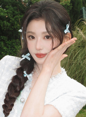 芭蕾风蓝色蝴蝶结发夹甜美少女心丝带发卡ins氛围感拍照发饰头饰