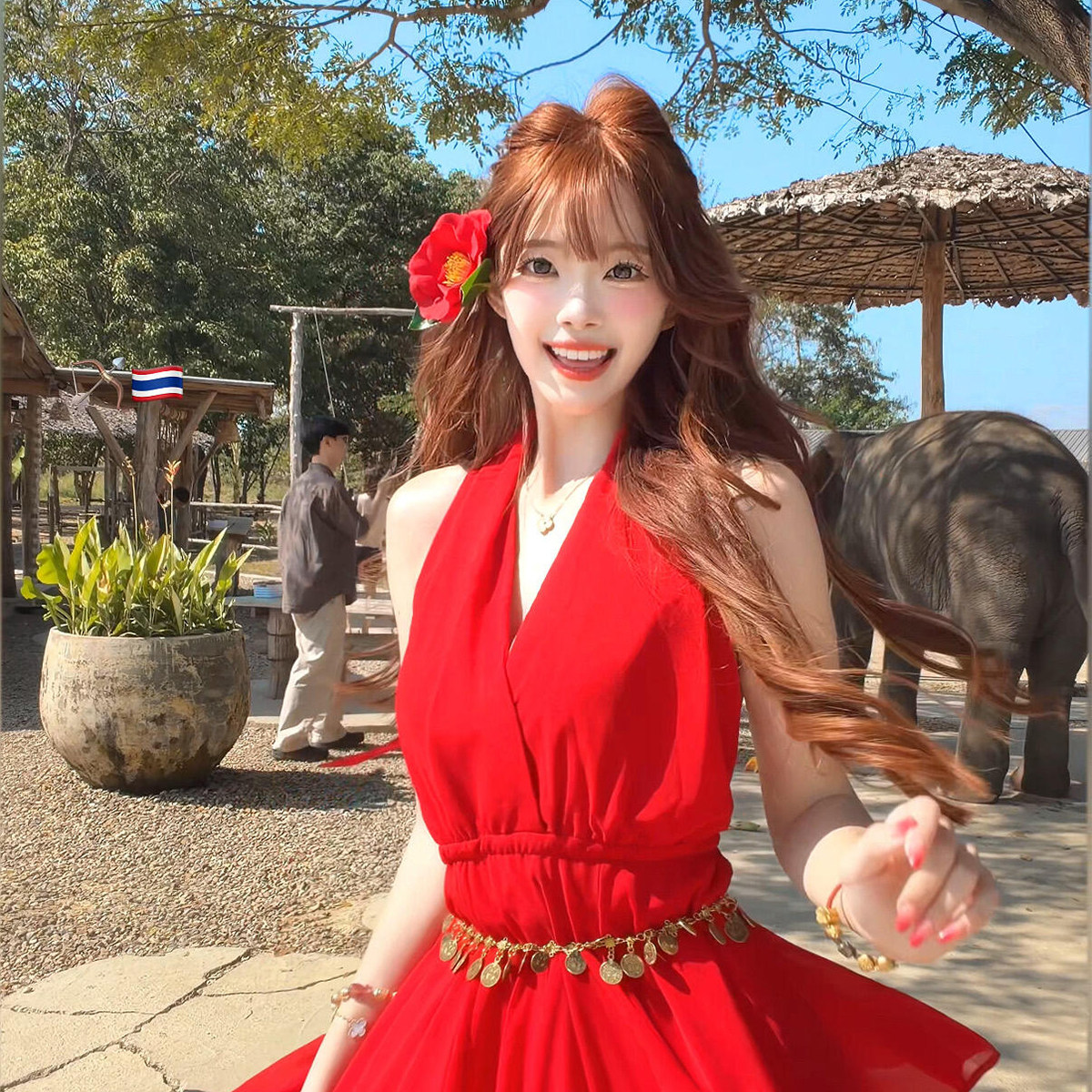 度假风~甜美红色花朵发夹前额刘海边夹侧边海边出游发卡头饰发饰,饰品/流行首饰/时尚饰品新,发饰,淘宝优惠券,粉丝福利购,淘宝优惠卷