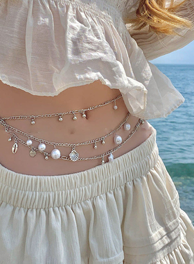 珍珠设计感波西米亚风金属腰链女设计感小众装饰配连衣裙子腰带绳