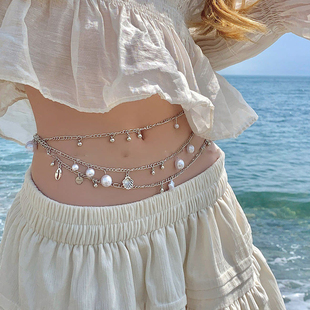 珍珠设计感波西米亚风金属腰链女设计感小众装饰配连衣裙子腰带绳