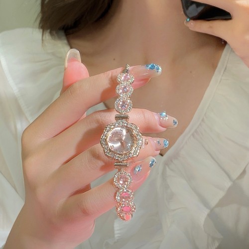 中古粉色水晶手链手表