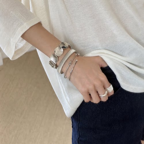 韩系ins风银色多层叠戴手链女