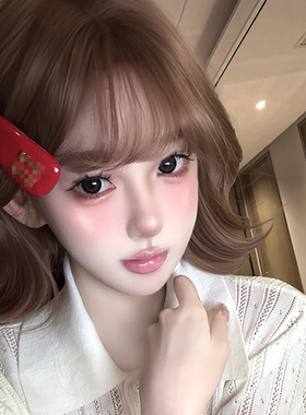 Min红色皮质面包字母侧边发夹女精致刘海夹BB夹发卡头饰发饰卡子