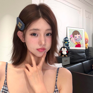 牛仔蓝字母发夹女bb夹边夹侧边夹高级感刘海夹子发卡发饰头饰卡子