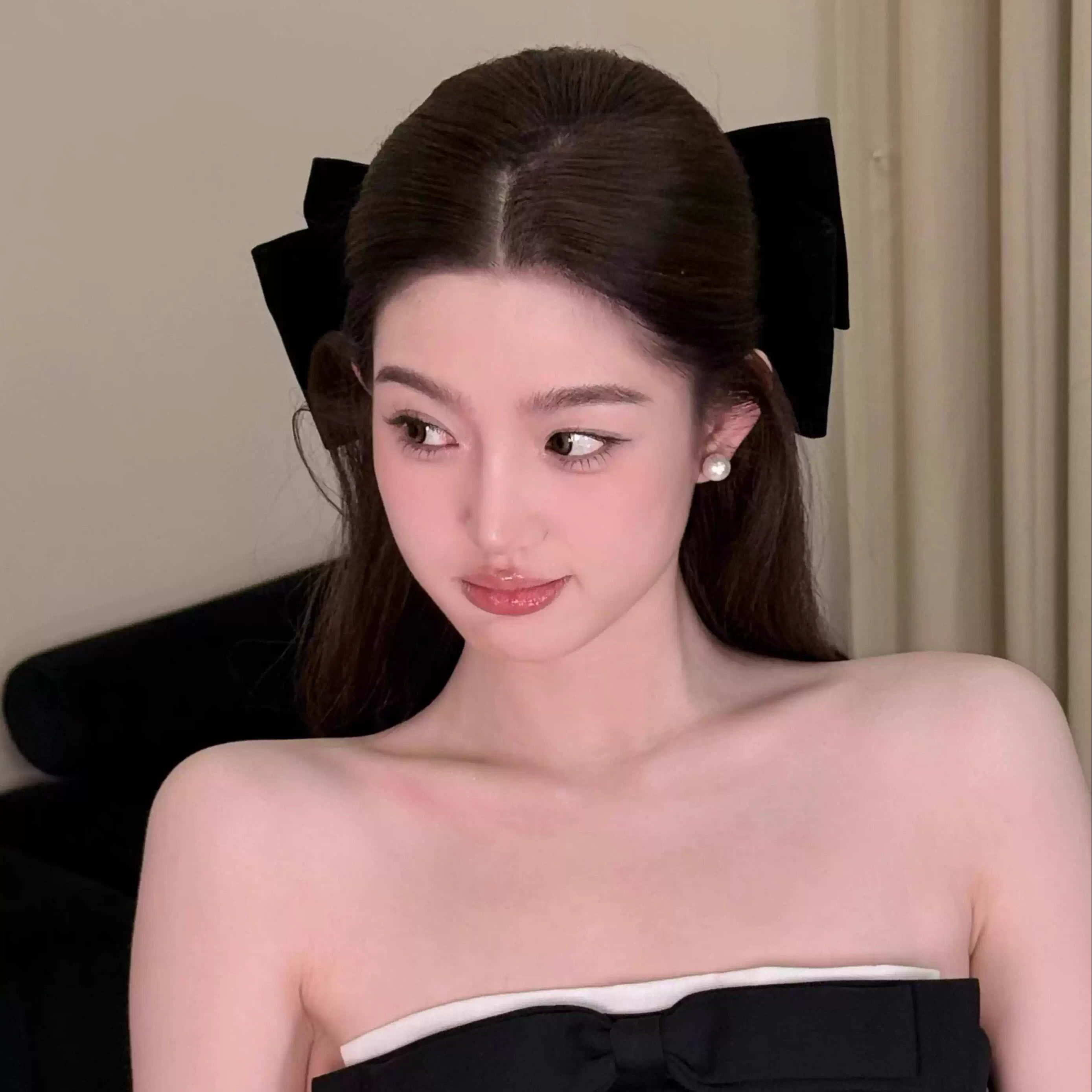 法式黑色超大蝴蝶结发夹气质高级感大号发卡后脑勺弹簧夹子头饰品图片
