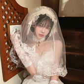 白色蕾丝花边头纱cos新娘发带lolita洛丽塔花嫁拍照道具头饰发饰