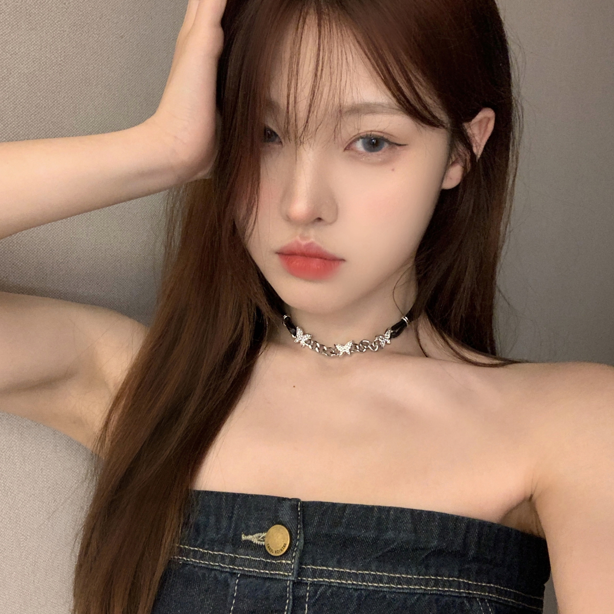 黑色choker蝴蝶项链女锁骨链项圈