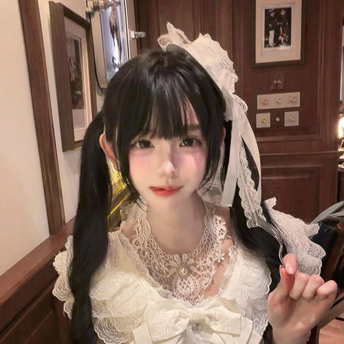 白色飘带蝴蝶结蕾丝小礼帽发夹lolita女仆拍照头饰可爱少萝发饰