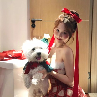 圣诞甜心 红色蝴蝶结飘带发夹新年氛围感jk头饰生日丸子头发饰女