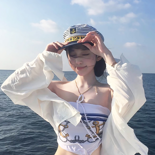 海军风八角贝雷帽女复古美式平顶船长帽Cosplay水手帽子海边拍照