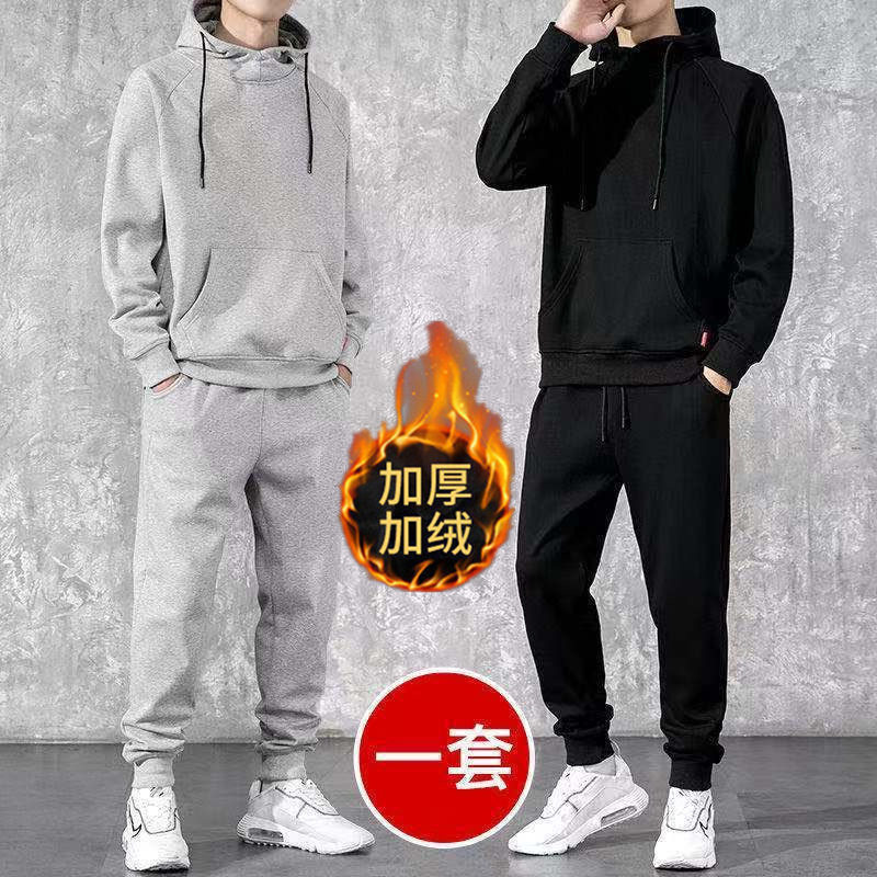 FSS男士休闲运动套装秋冬加绒加厚韩版潮流帅气卫衣单件套装男装
