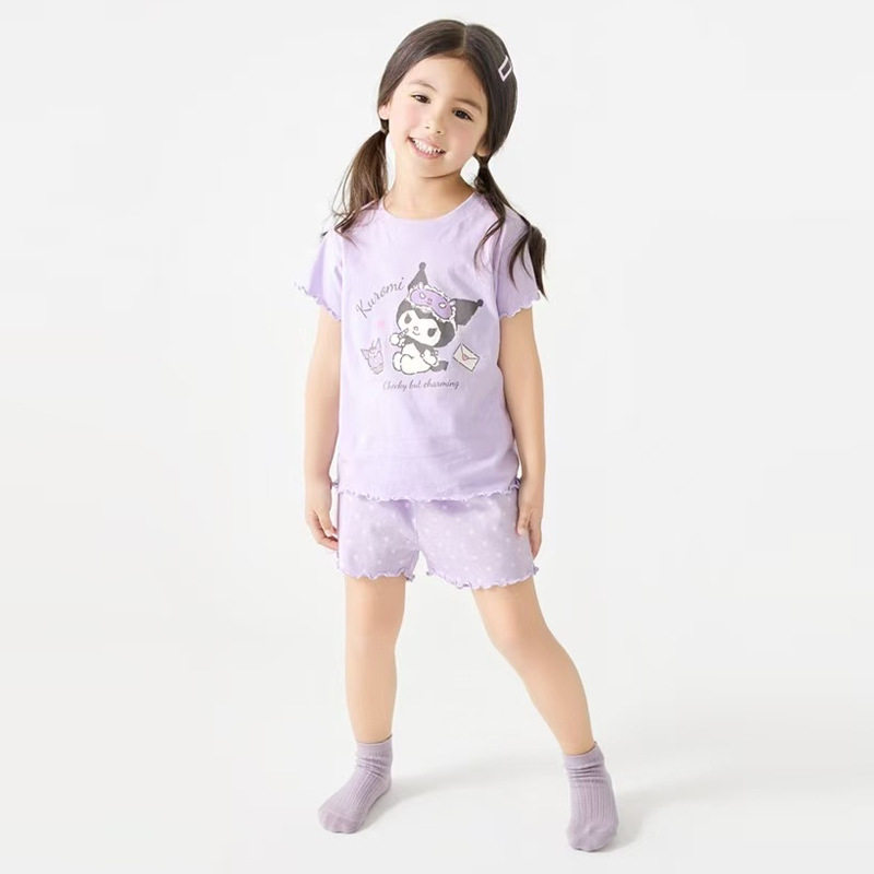 日单儿童夏季家居服套装男女童纯棉短袖短裤两件套空调服KT库洛美
