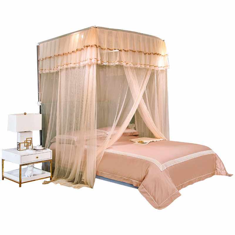 维美诗2022新款蚊帐三开门家用卧室免安装宫廷伸缩u型落地式支架