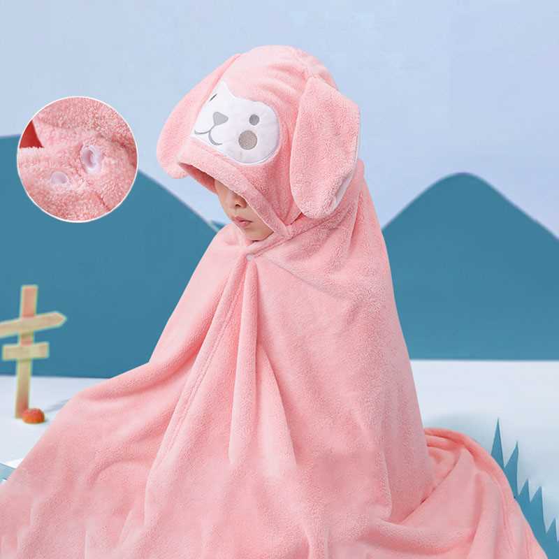 儿童可穿式斗篷婴儿浴巾2022新款带戴帽子男孩女孩浴袍冬季专用