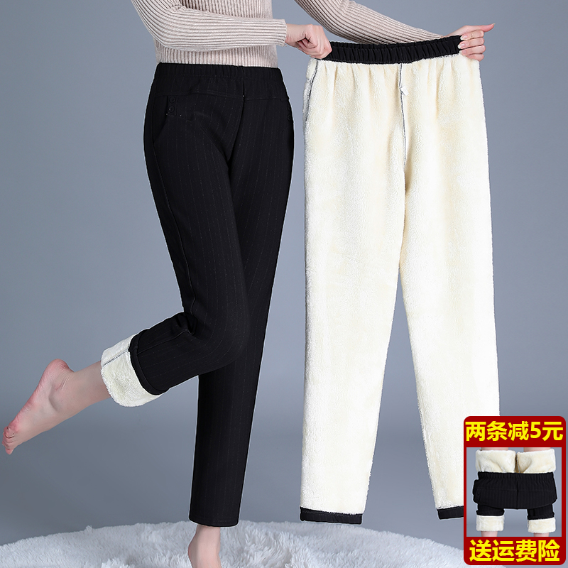 中老年女裤加绒加厚妈妈裤子