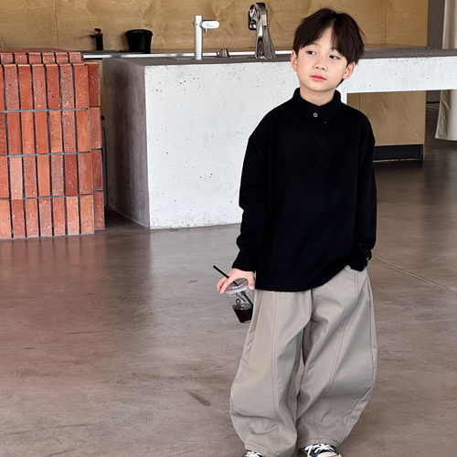 儿童翻领针织衫毛衣冬季新款